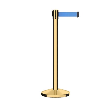 Stanchion Belt Barrier Pol.Brass Post 9ft. Lt Blu Belt